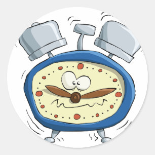 Sticker Rond Horloge Drôle D'Alarme Cartoon Quirky Se Réveiller