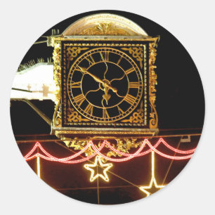 Sticker Rond Horloge étonnante à Noël