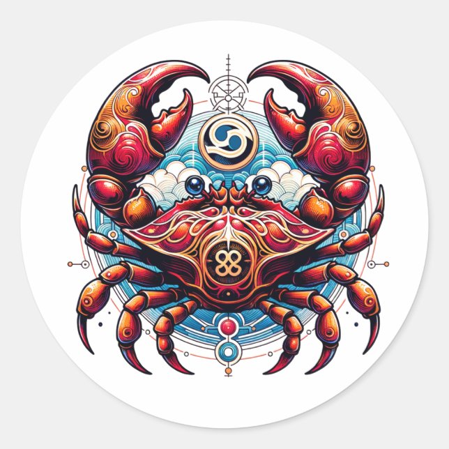 Sticker Rond Horoscope signe astrologique du cancer le crabe (Devant)