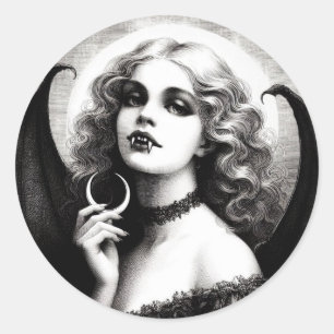 Sticker Rond Horreur gothique Vampire vintage
