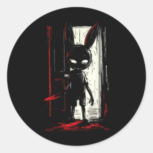Sticker Rond Horreur Mal Lapin Lapin Slasher Porte Déplaisante 