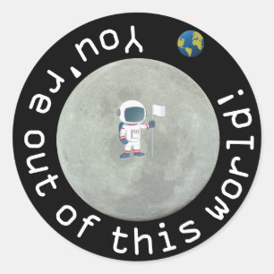 Sticker Rond Hors de cette fête d'anniversaire d'astronaute du