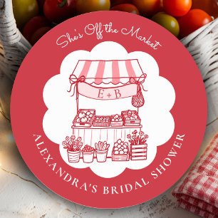 Sticker Rond Hors du Marché des Fermiers Rouge Moderne Baby Sho