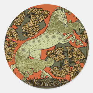 Sticker Rond Horse Arts médiévaux Artisanat Art Nouveau