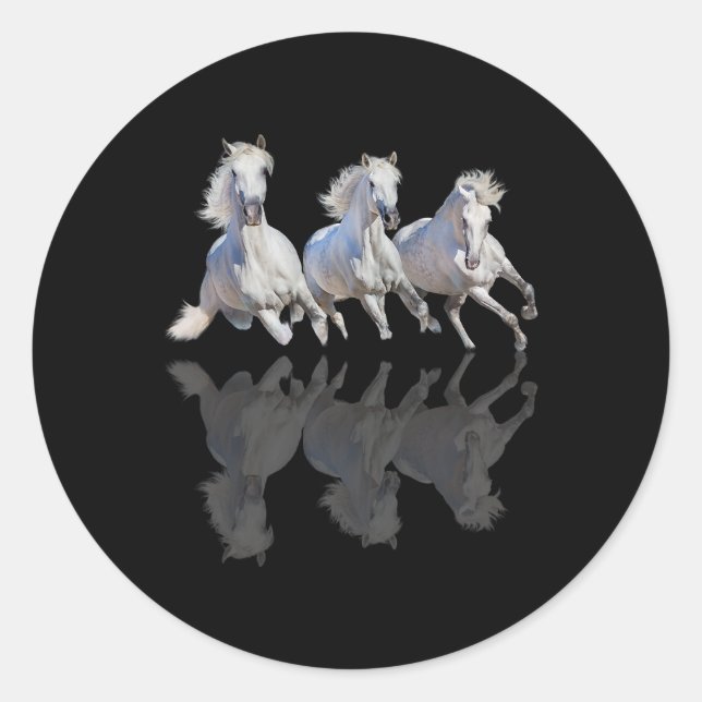 Sticker Rond Horse Belle moisissure miroir en galopant cheval r (Devant)