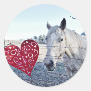 Sticker Rond HORSE coeur Valentine