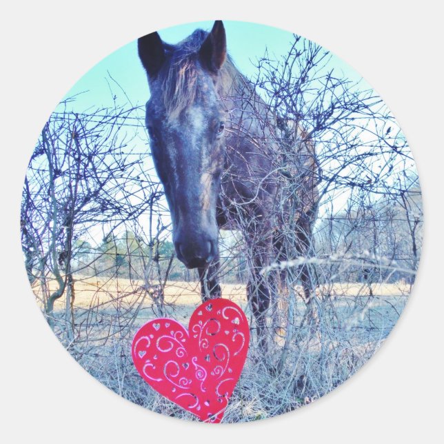 Sticker Rond Horse et heart (Devant)