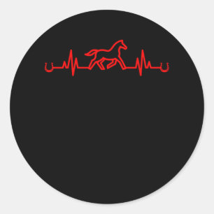 Sticker Rond Horse Heartbeat Horseshoe Stable Equestrian Gift