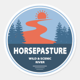 Sticker Rond Horsepasture Sauvage Et Rivière Pittoresque Caroli