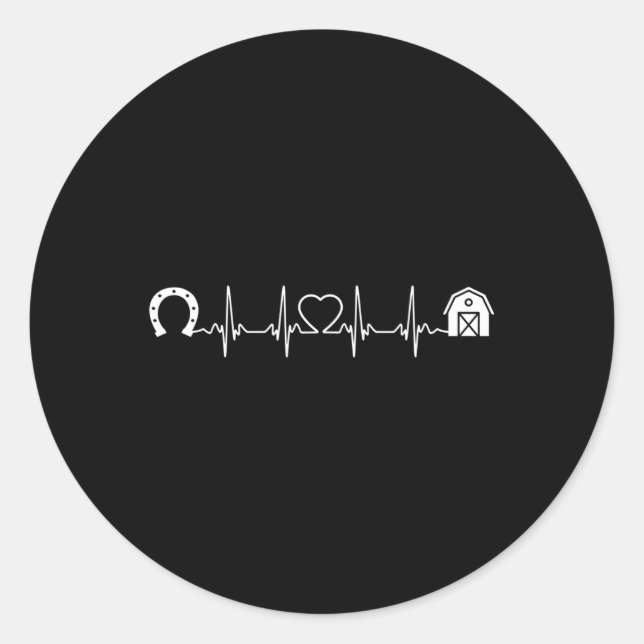 Sticker Rond Horsescute Ss Cute Ss Barn Heartbeat Horseback Rid (Devant)