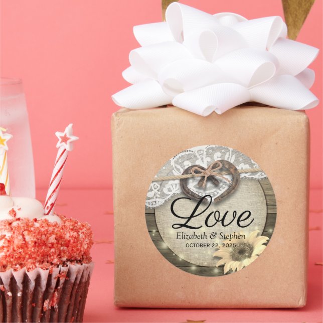 Sticker Rond Horseshoe Mariage campagnard de  en bois de tourne (Fête)