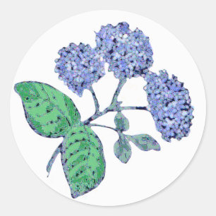 Sticker Rond Hortensia bleu