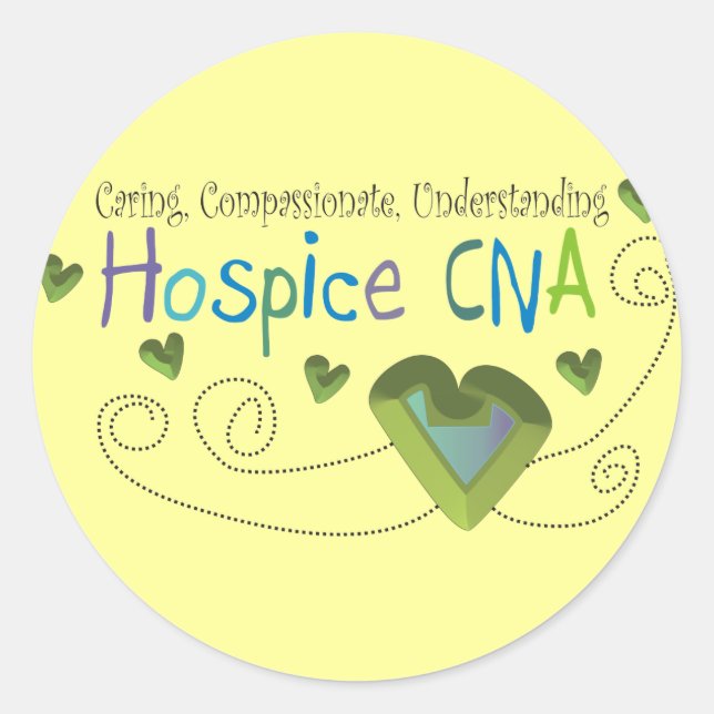 Sticker Rond Hospice CNA Green Hearts (Devant)