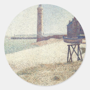 Sticker Rond Hospice et phare, Honfleur par Georges Seurat