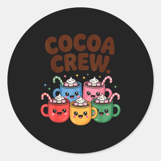 Sticker Rond Hot Chocolate Matching Pajamas Cocoa Crew Cute Chr (Devant)