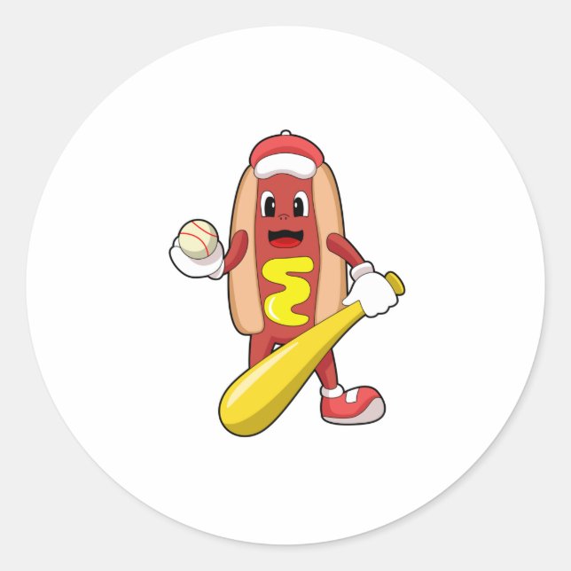 Sticker Rond Hot dog at baseball with baseball (Devant)