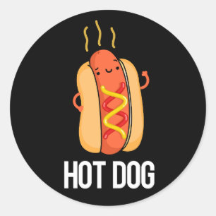 Sticker Rond Hot Dog Funny Snack Pun Dark BG
