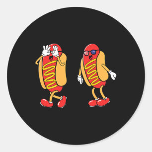 Sticker Rond Hot Dog Griddy Dance Hotdog 4 juillet Garçons Enfa