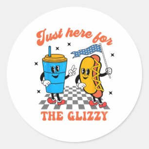 Sticker Rond Hot Dog Je suis juste ici pour le Glizzy Happy 4th
