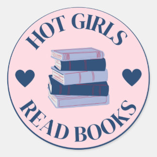 Sticker Rond Hot Girls Read Books Sticker, Hot Girls, Books