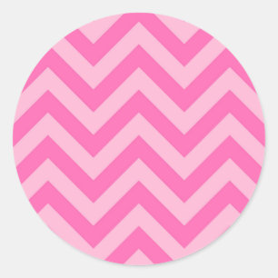 Sticker Rond Hot Pink 2, Cotton Candy LG Chevron ZigZag Pattern