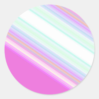Sticker Rond Hot Pink and White Strips