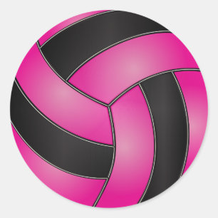 Sticker Rond Hot Pink et Black Volleyball