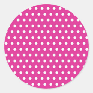 Sticker Rond Hot rose Fuchsia et blanc Pois Motif cadeau