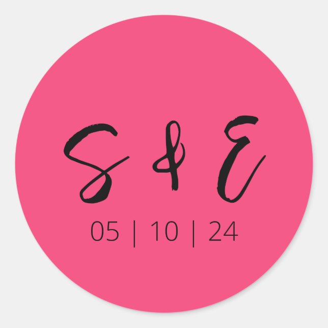 Sticker Rond Hot rose moderne Mariage amusant (Devant)