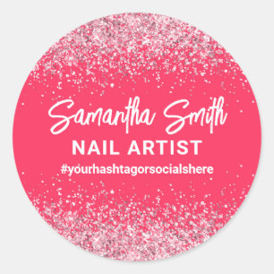 Sticker Rond Hot rose Parties scintillant Nail Artist Beauty Sa