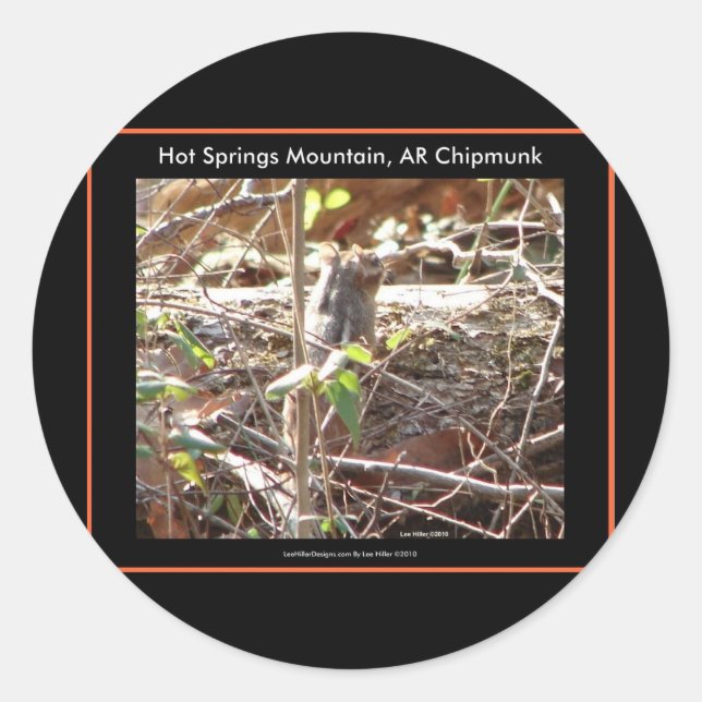 Sticker Rond Hot Springs Mountain, Arkansas Chipmunk Cadfts (Devant)