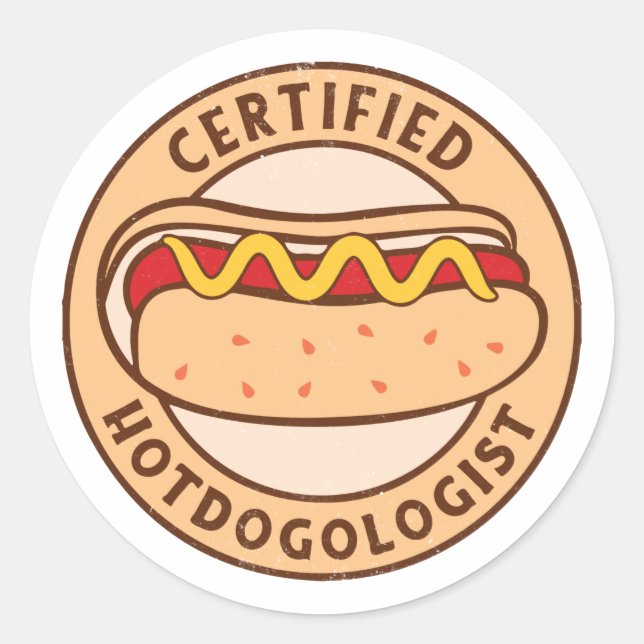 Sticker Rond Hotdogologue certifié Funny Hot Amoureux des chien (Devant)