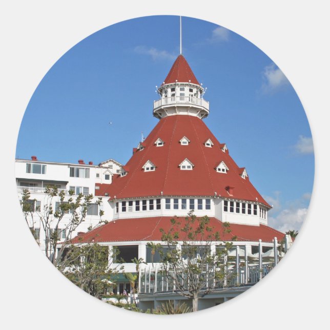 Sticker Rond Hotel Del Coronado de la plage (Devant)