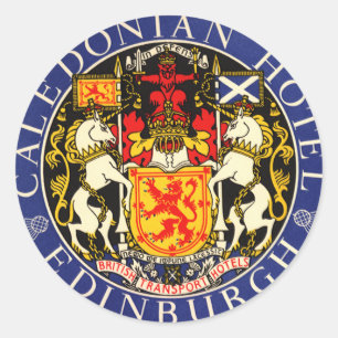 Sticker Rond Hôtel Vintage voyage Caledonian Edinburgh Scotland