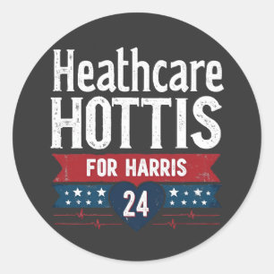 Sticker Rond Hôtes De Soins De Santé Pour Harris 24 Kamala Walz