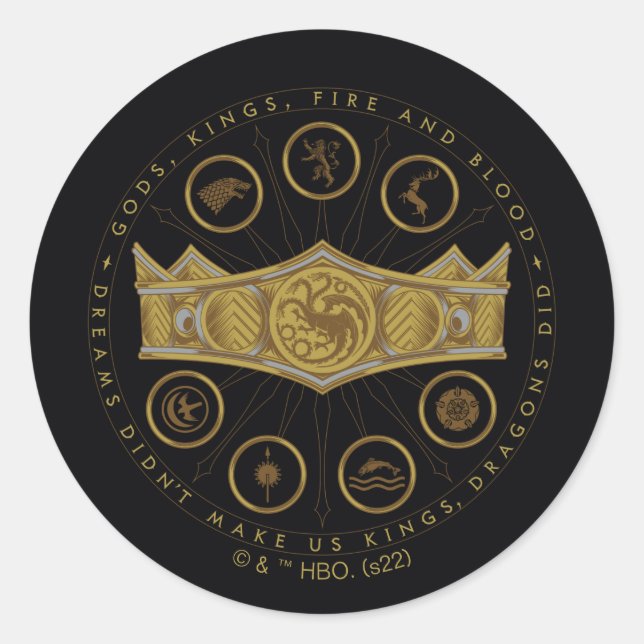 Sticker Rond HOUSE of the Dragon | Seven Kingdoms Crown Graphic (Devant)