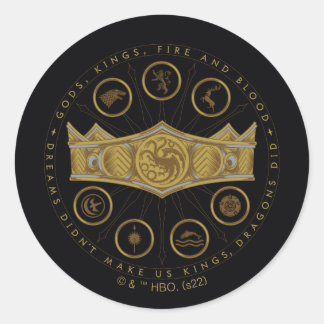 Sticker Rond HOUSE of the Dragon | Seven Kingdoms Crown Graphic
