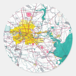 Sticker Rond Houston Map