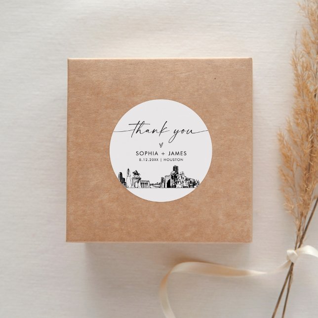 Sticker Rond Houston Merci Favor 3" (feuille de 6) (Créateur téléchargé)