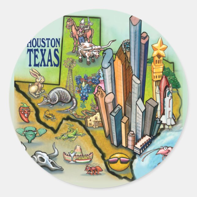 Sticker Rond Houston TX (Devant)