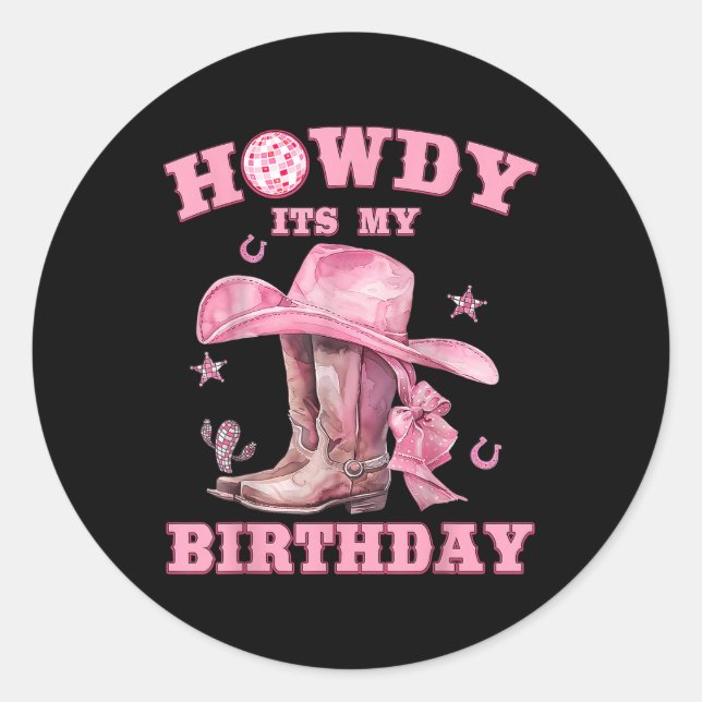 Sticker Rond Howdy C'Est Ma Femme D'Anniversaire Western Rodeo  (Devant)