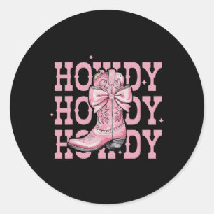 Sticker Rond Howdy Southern Western Girl Country Rodeo Rose Cow