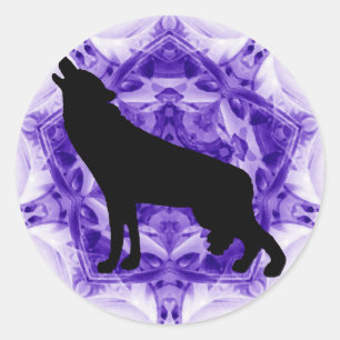 Sticker Rond Howling Wolf Wolves
