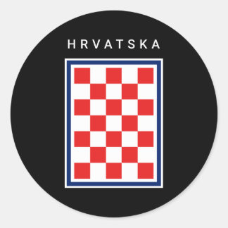 Sticker Rond Hrvatska Checker Blue Border