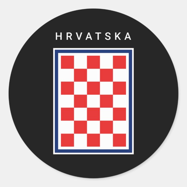 Sticker Rond Hrvatska Checker Blue Border (Devant)