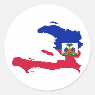 Sticker Rond HT de carte de drapeau du Haïti