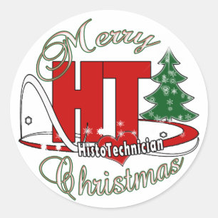 STICKER ROND HT MERRY CHRISTMAS HISTO TECHNICIEN