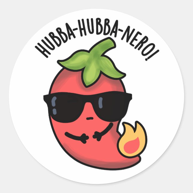 Sticker Rond Hubba-hubba-nero Funny Habanero Pun (Devant)