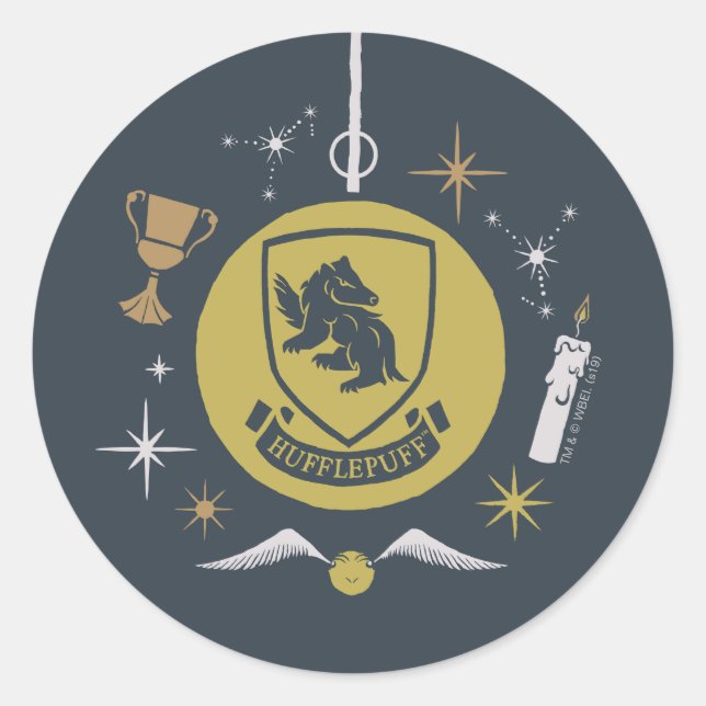 Sticker Rond HUFFLEPUFF™ - Graphique Bauble de vacances (Devant)