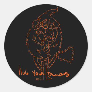Sticker Rond Hug Your Demons